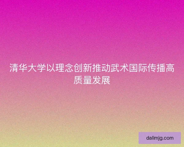 清华大学以理念创新推动武术国际传播高质量发展 清华大学以理念创新推动武术国际传播高质量发展